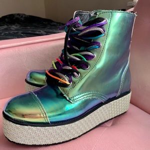 TUK x Dollskill Green Oil Slick Boot size 8